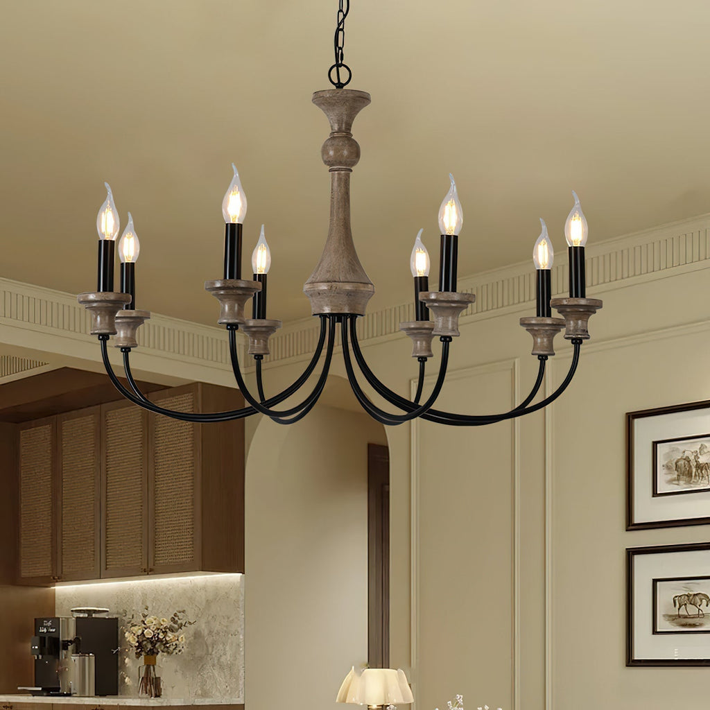 Zatheora Ancien Poussière D'étoiles Bois Métal Lustre - Neutralighting