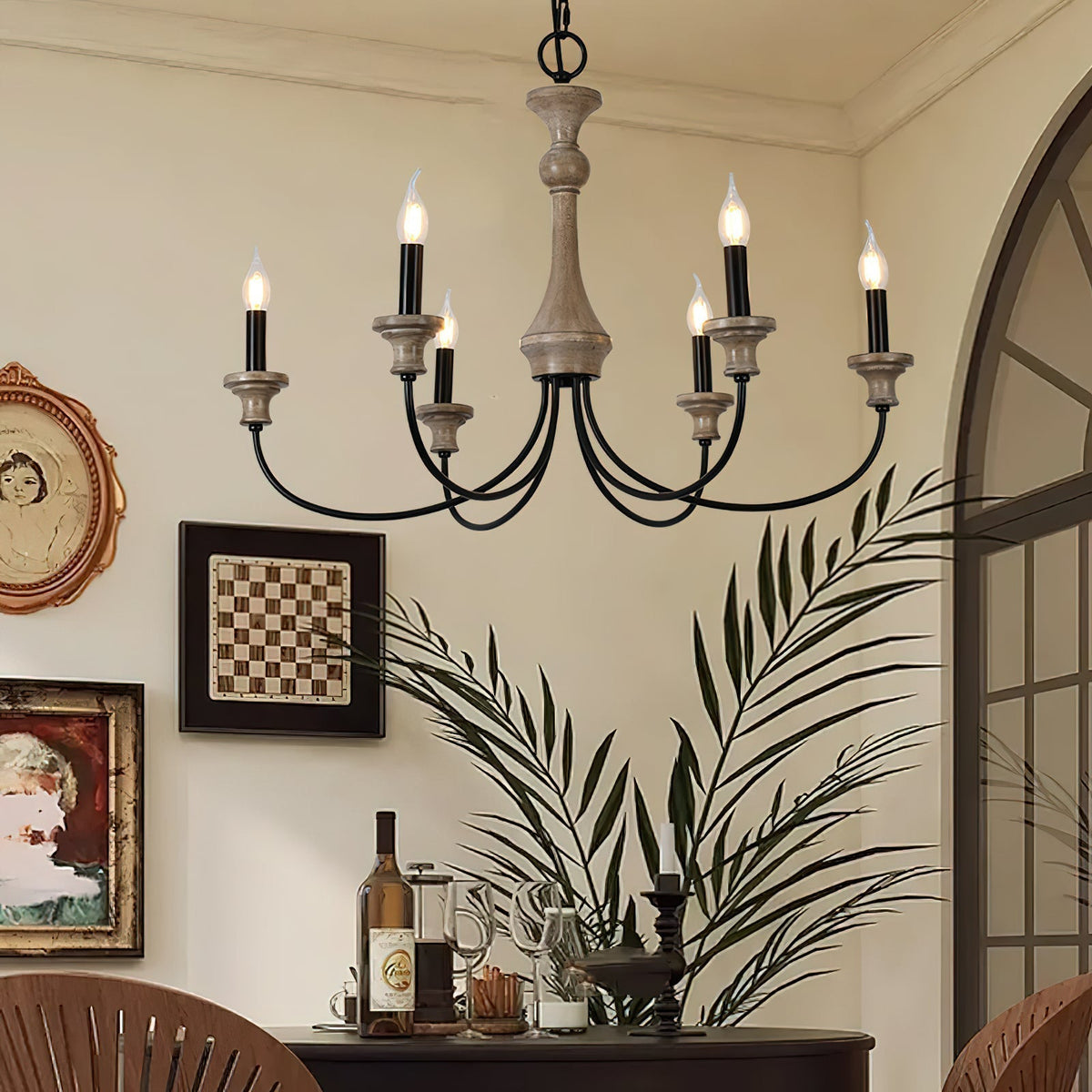 Zatheora Ancien Poussière D'étoiles Bois Métal Lustre - Neutralighting