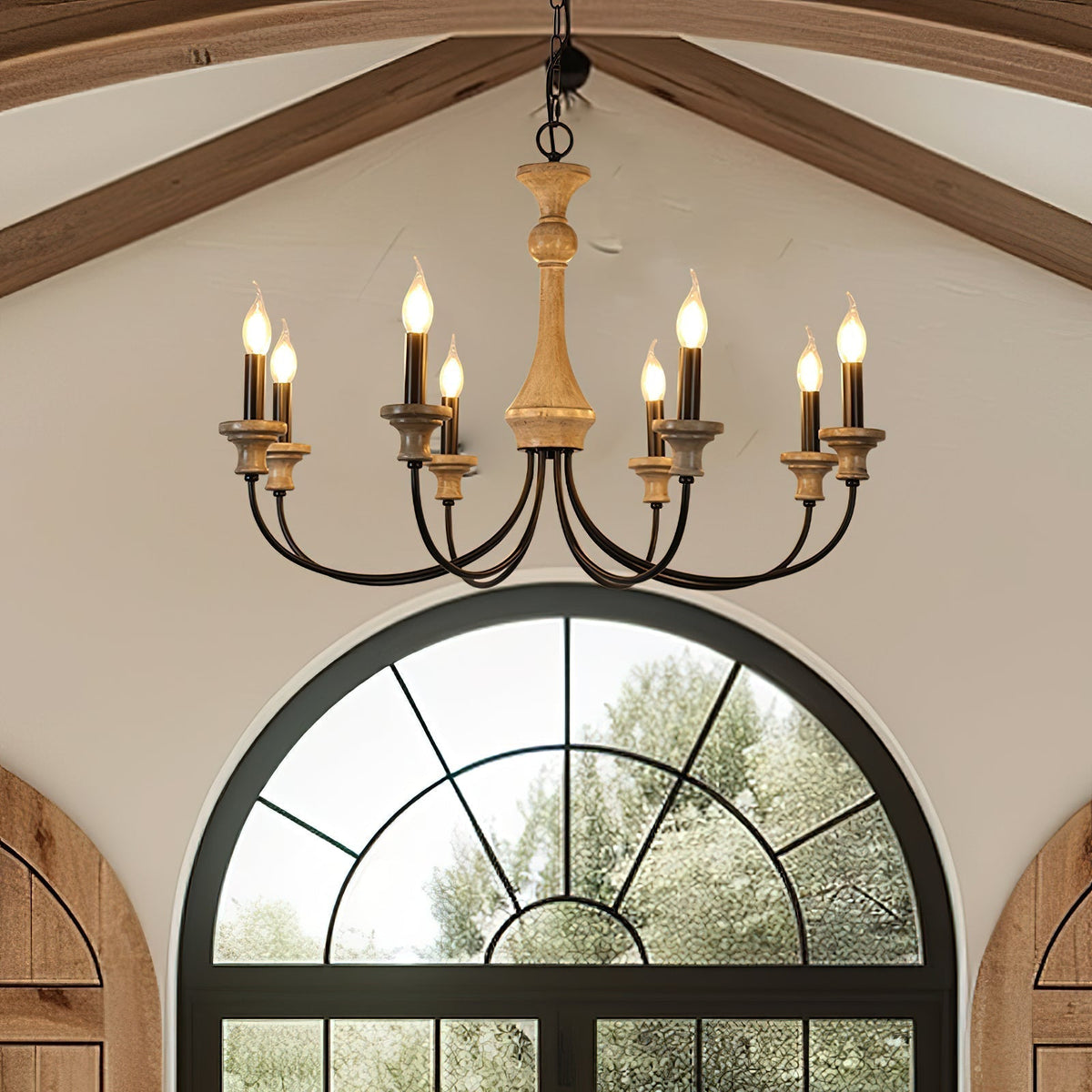 Zatheora Ancien Poussière D'étoiles Bois Métal Lustre - Neutralighting