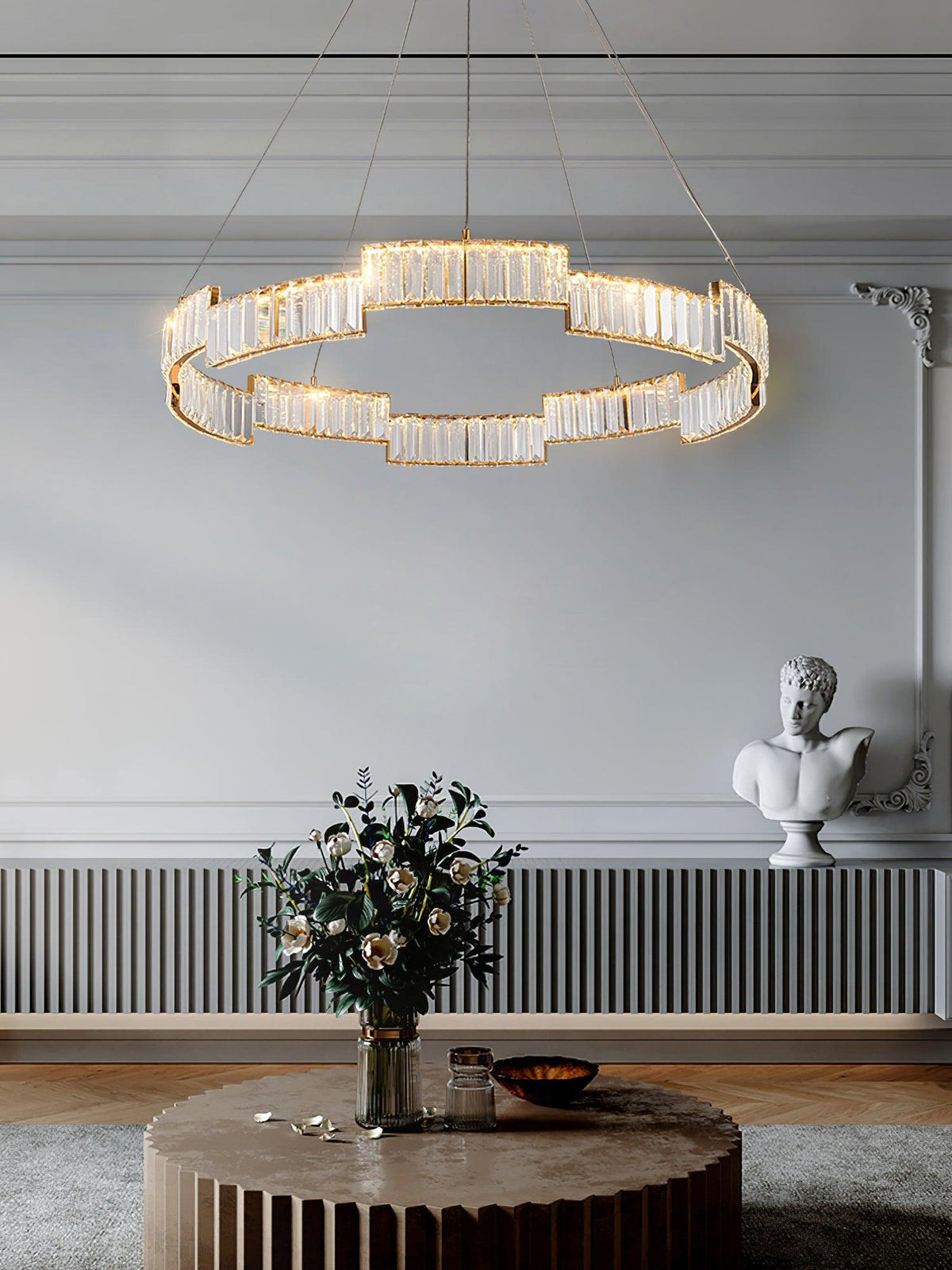 Lustra Chandelier Cristal avec Cadre Doré - Neutralighting