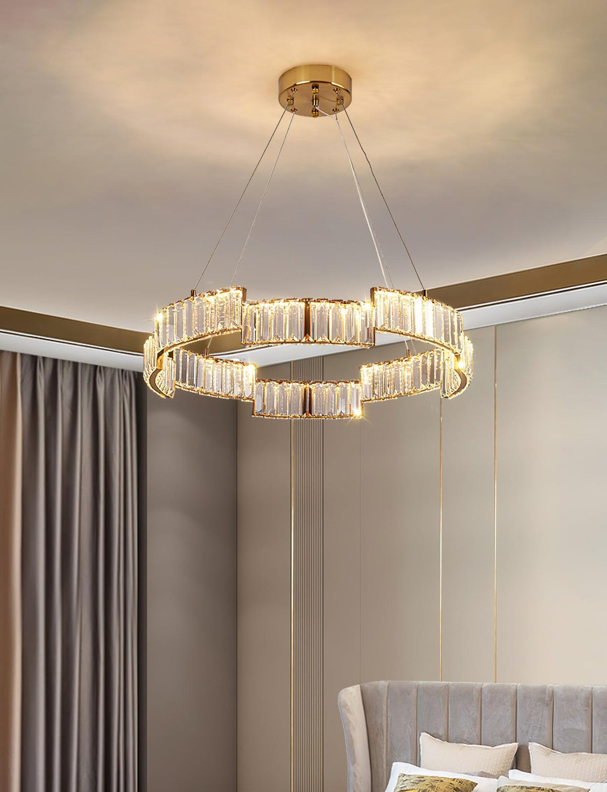 Lustra Chandelier Cristal avec Cadre Doré - Neutralighting