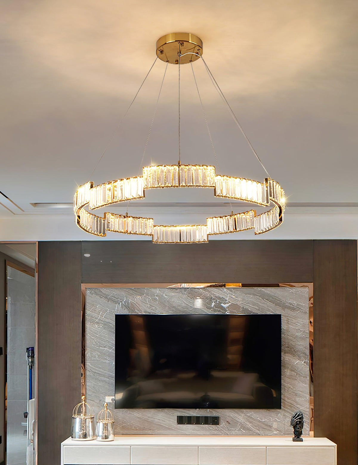 Lustra Chandelier Cristal avec Cadre Doré - Neutralighting