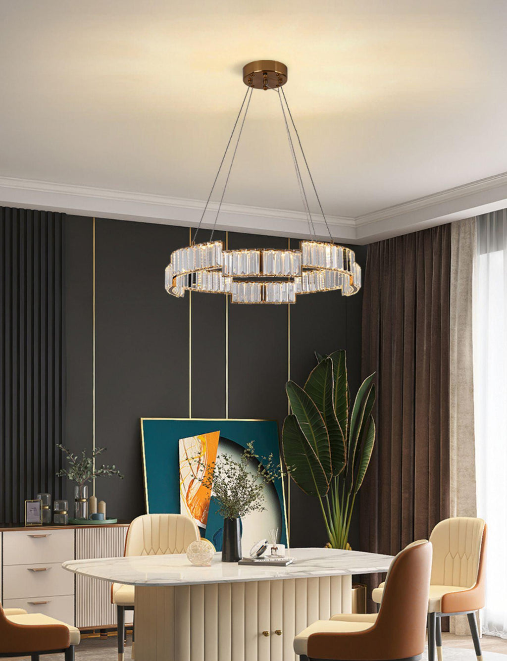 Lustra Chandelier Cristal avec Cadre Doré - Neutralighting