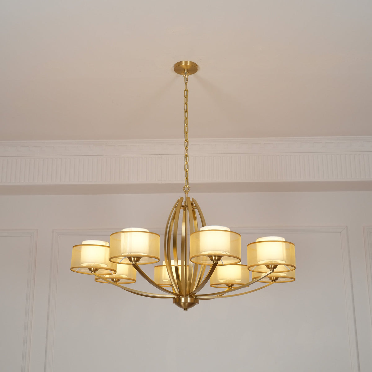 Lyvelus Postmodern Luxe Laiton Tissu Lustre - Neutralighting