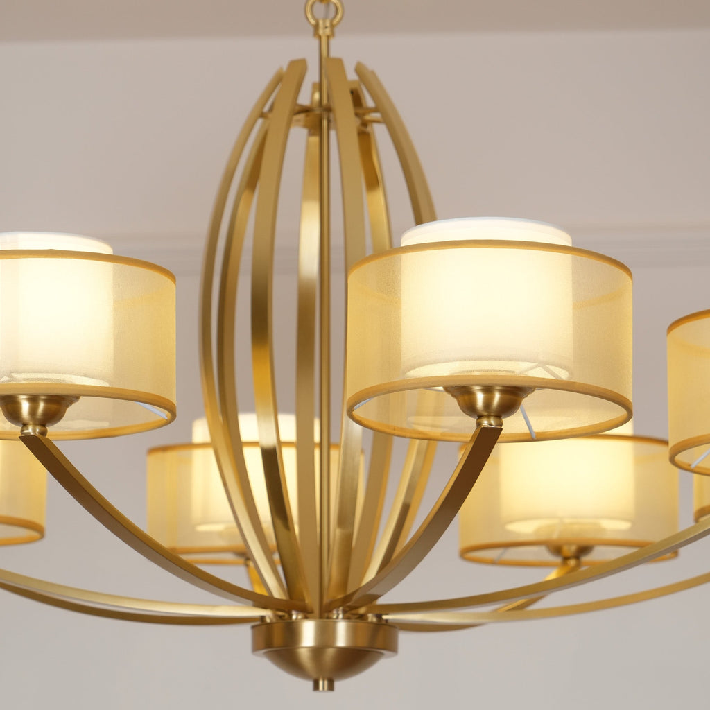 Lyvelus Postmodern Luxe Laiton Tissu Lustre - Neutralighting
