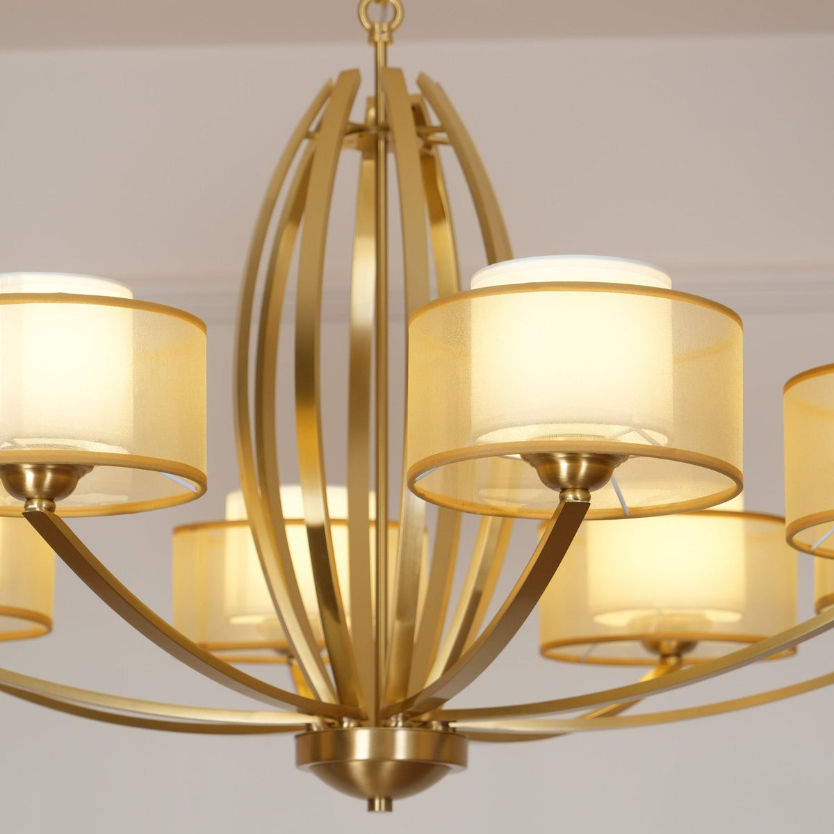 Lyvelus Postmodern Luxe Laiton Tissu Lustre - Neutralighting