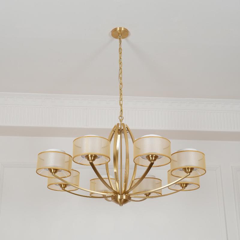 Lyvelus Postmodern Luxe Laiton Tissu Lustre - Neutralighting