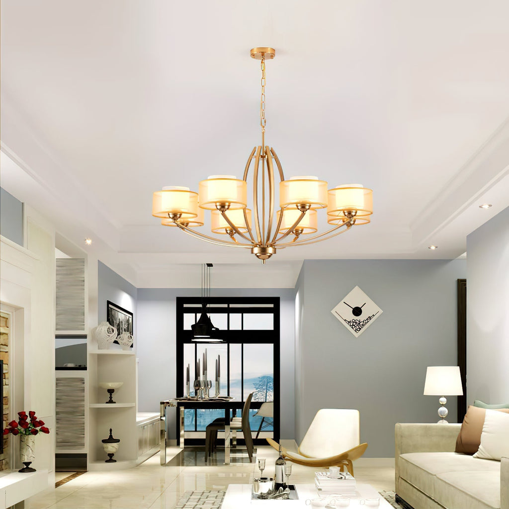 Lyvelus Postmodern Luxe Laiton Tissu Lustre - Neutralighting
