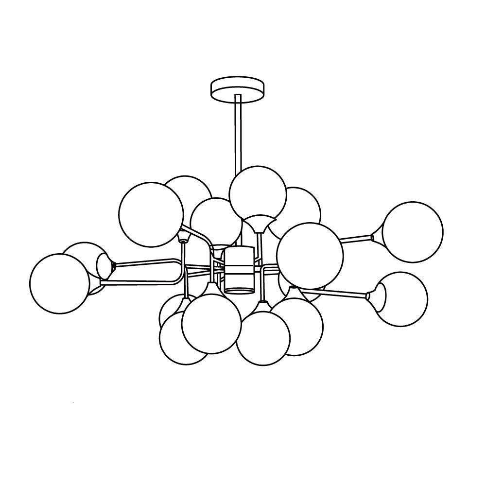 Lustra Chandelier Stilnovo en Laiton Noir et Verre - Neutralighting