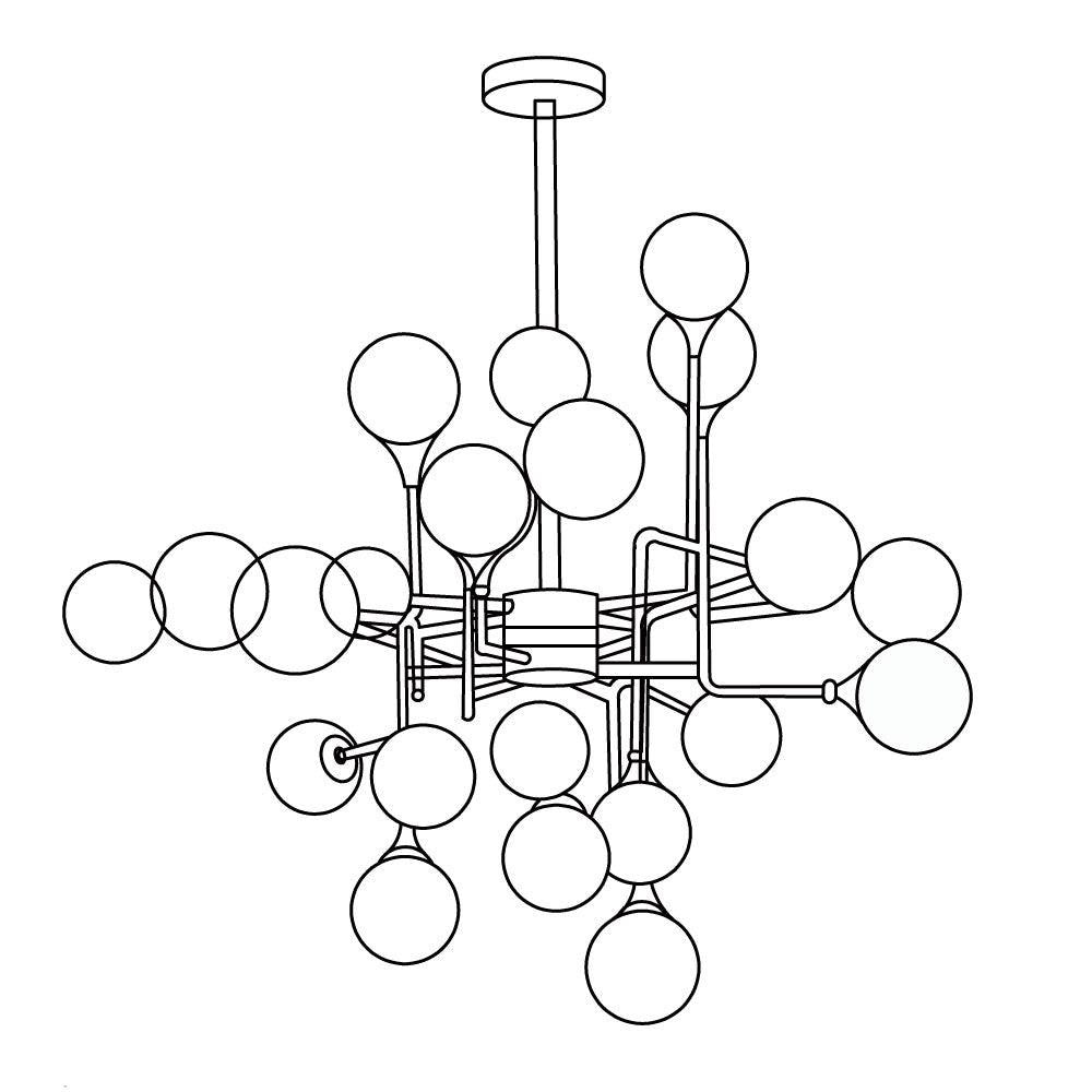 Lustra Chandelier Stilnovo en Laiton Noir et Verre - Neutralighting
