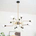 Lustra Chandelier Stilnovo en Laiton Noir et Verre - Neutralighting