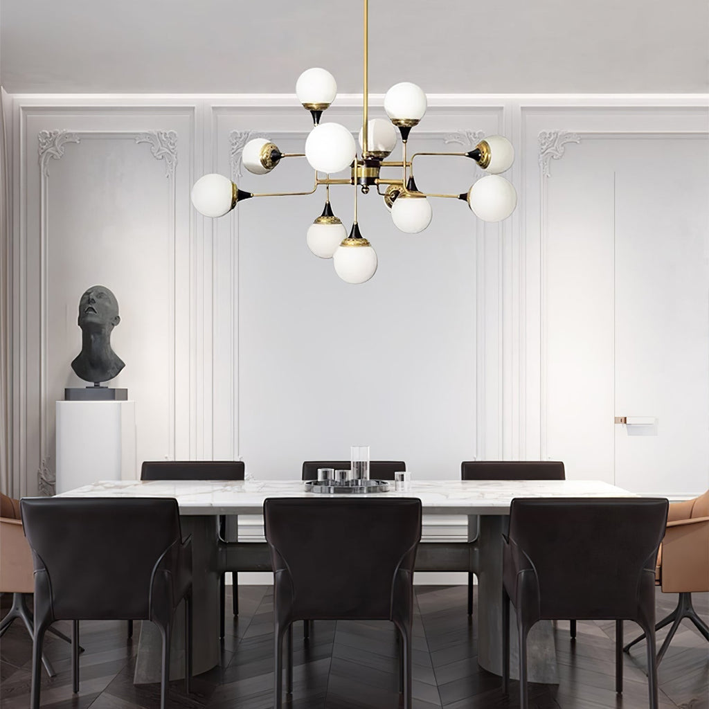 Lustra Chandelier Stilnovo en Laiton Noir et Verre - Neutralighting