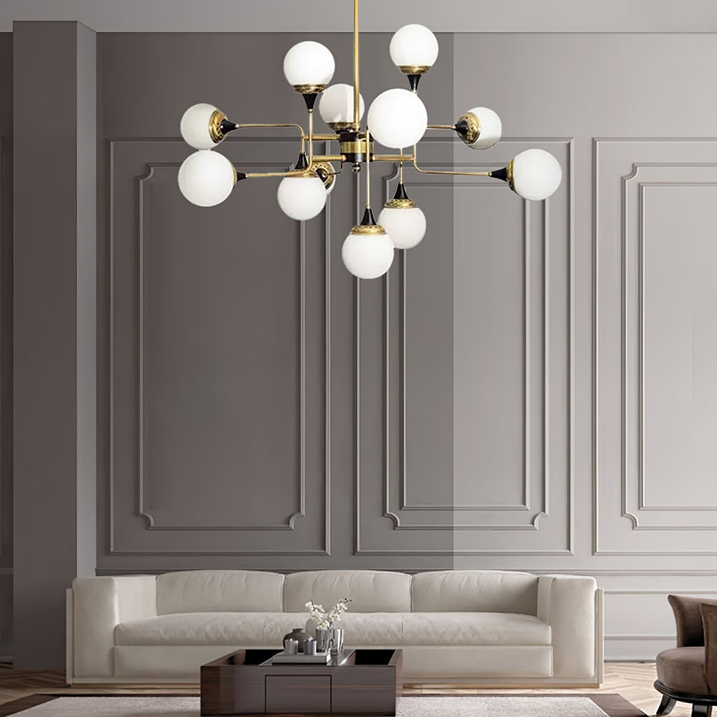 Lustra Chandelier Stilnovo en Laiton Noir et Verre - Neutralighting