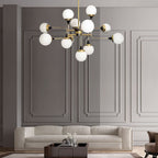 Lustra Chandelier Stilnovo en Laiton Noir et Verre - Neutralighting