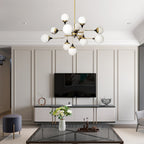 Lustra Chandelier Stilnovo en Laiton Noir et Verre - Neutralighting