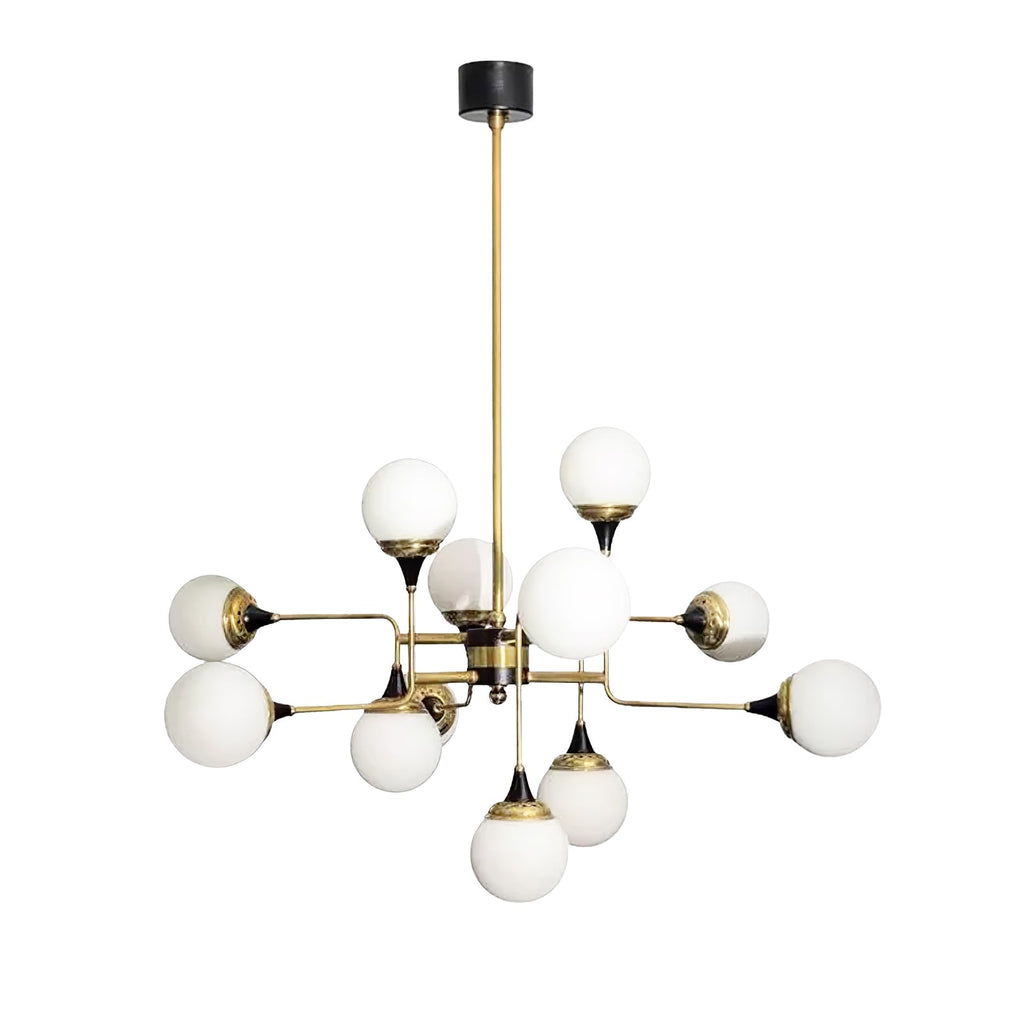 Lustra Chandelier Stilnovo en Laiton Noir et Verre - Neutralighting