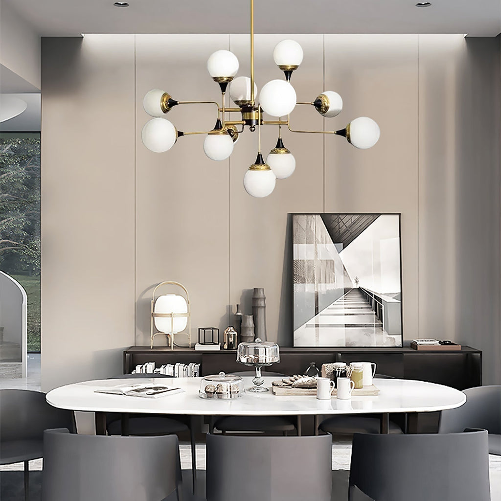 Lustra Chandelier Stilnovo en Laiton Noir et Verre - Neutralighting