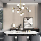 Lustra Chandelier Stilnovo en Laiton Noir et Verre - Neutralighting