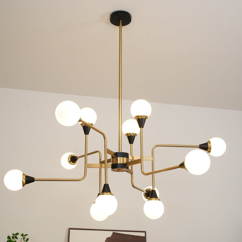 Lustra Chandelier Stilnovo en Laiton Noir et Verre - Neutralighting