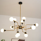 Lustra Chandelier Stilnovo en Laiton Noir et Verre - Neutralighting