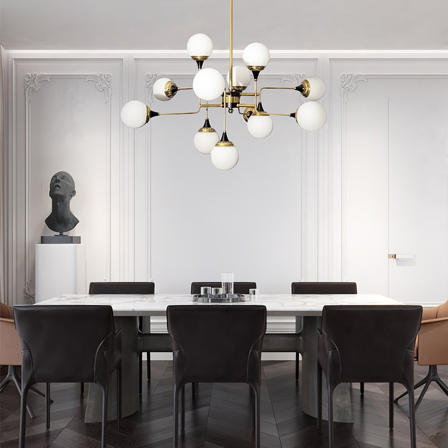 Lustra Chandelier Stilnovo en Laiton Noir et Verre - Neutralighting
