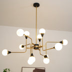 Lustra Chandelier Stilnovo en Laiton Noir et Verre - Neutralighting