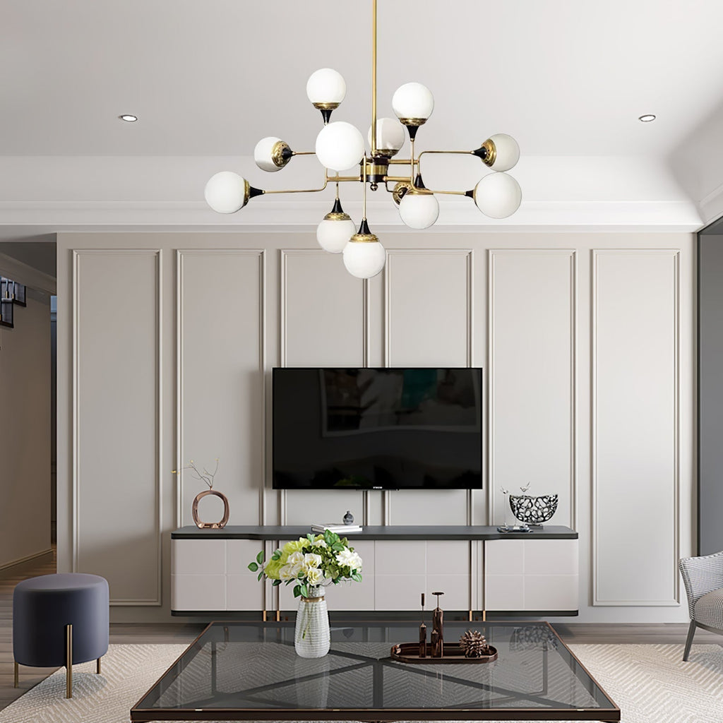 Lustra Chandelier Stilnovo en Laiton Noir et Verre - Neutralighting