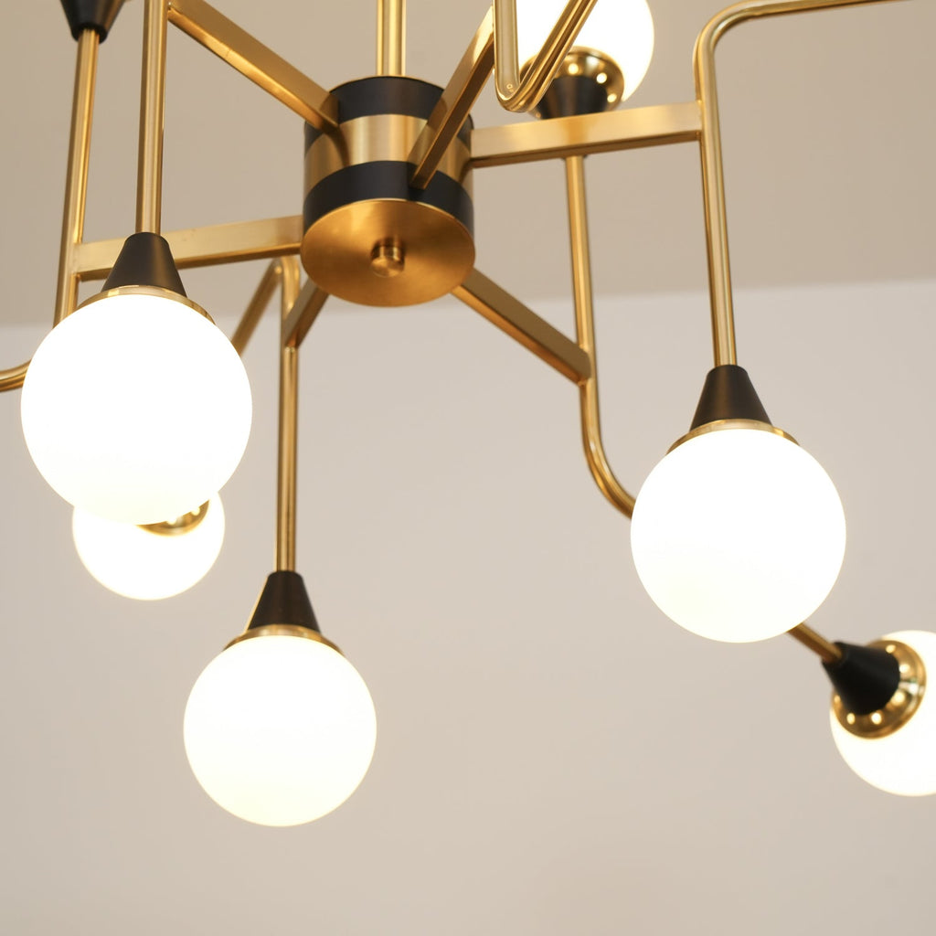 Lustra Chandelier Stilnovo en Laiton Noir et Verre - Neutralighting