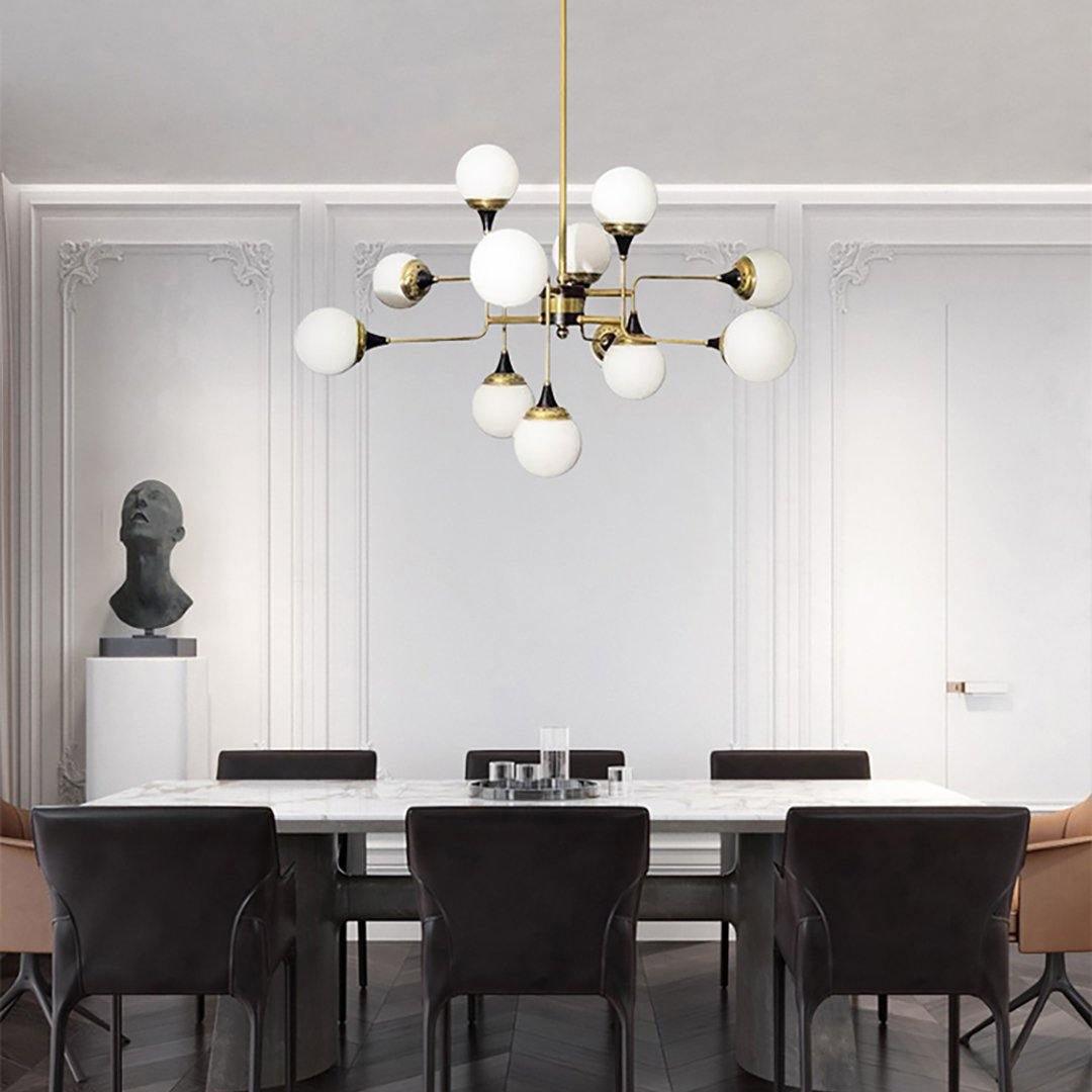 Lustra Chandelier Stilnovo en Laiton Noir et Verre - Neutralighting