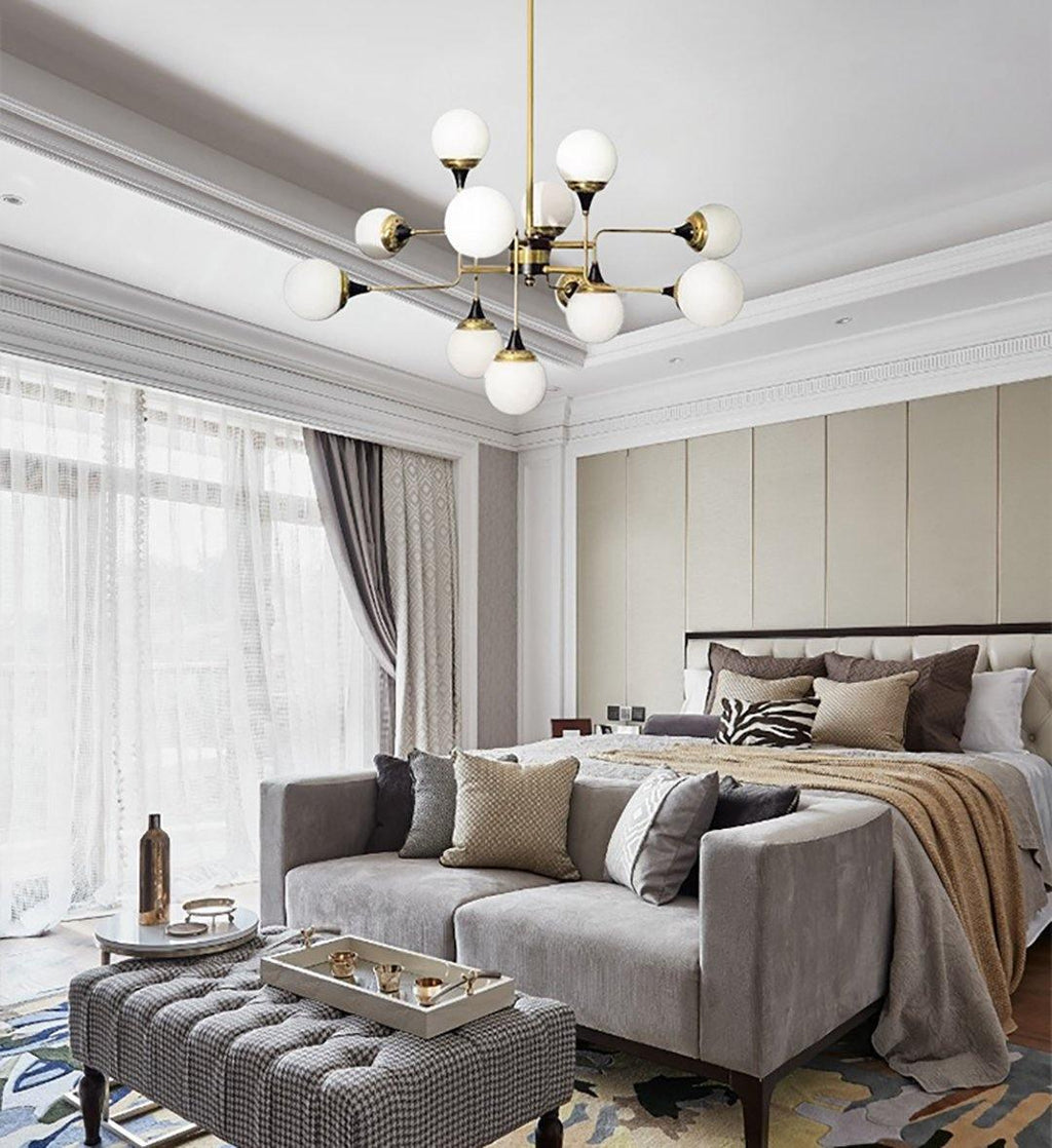 Lustra Chandelier Stilnovo en Laiton Noir et Verre - Neutralighting