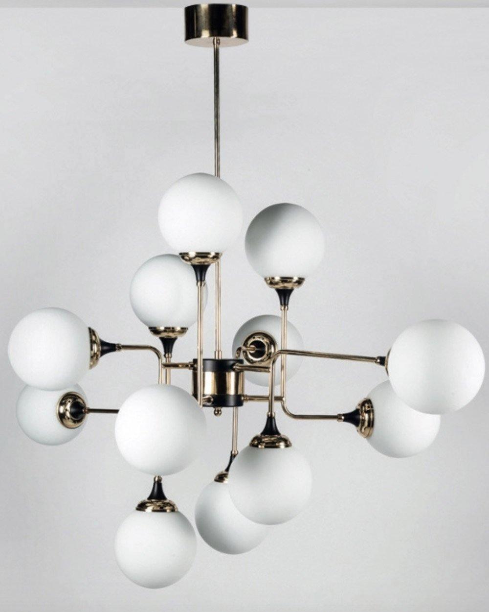 Lustra Chandelier Stilnovo en Laiton Noir et Verre - Neutralighting