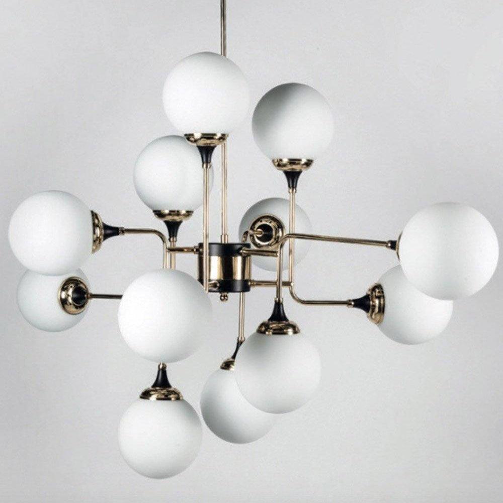 Lustra Chandelier Stilnovo en Laiton Noir et Verre - Neutralighting