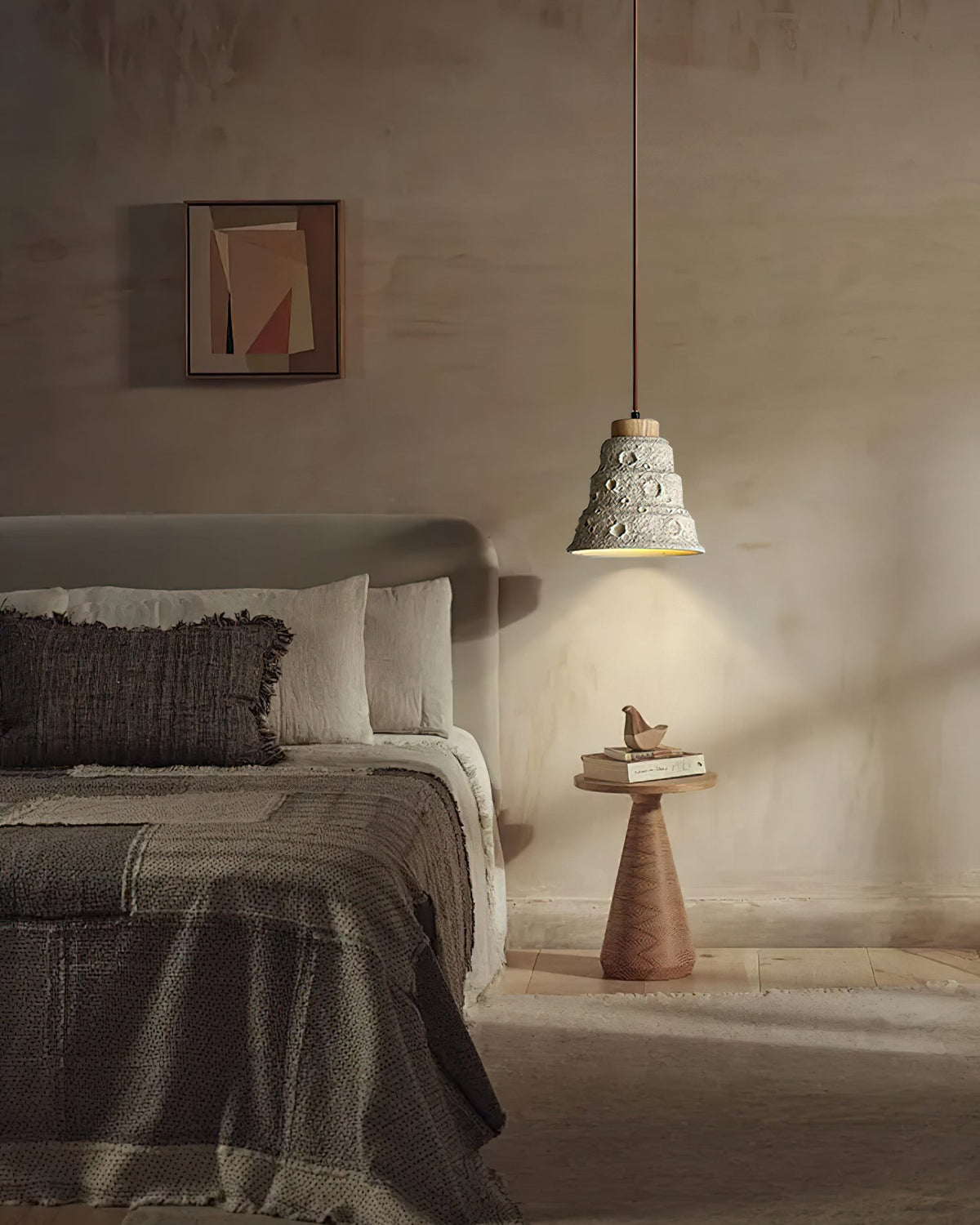 Ilphaeth Nordic Art Cloche Pierre Bois Pendentif Lumière - Neutralighting