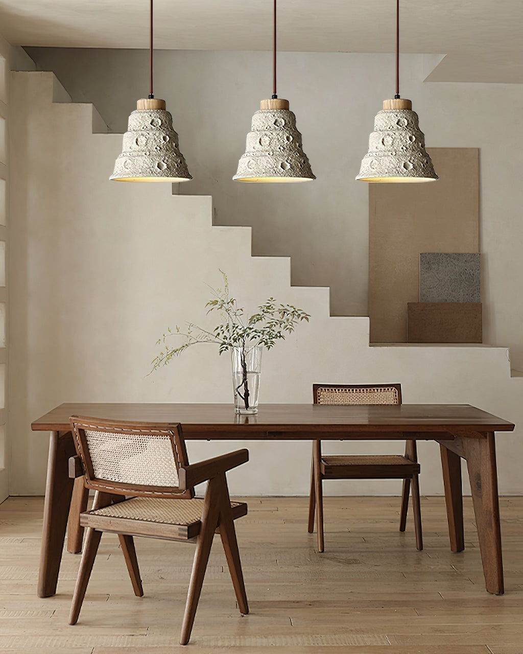 Ilphaeth Nordic Art Cloche Pierre Bois Pendentif Lumière - Neutralighting
