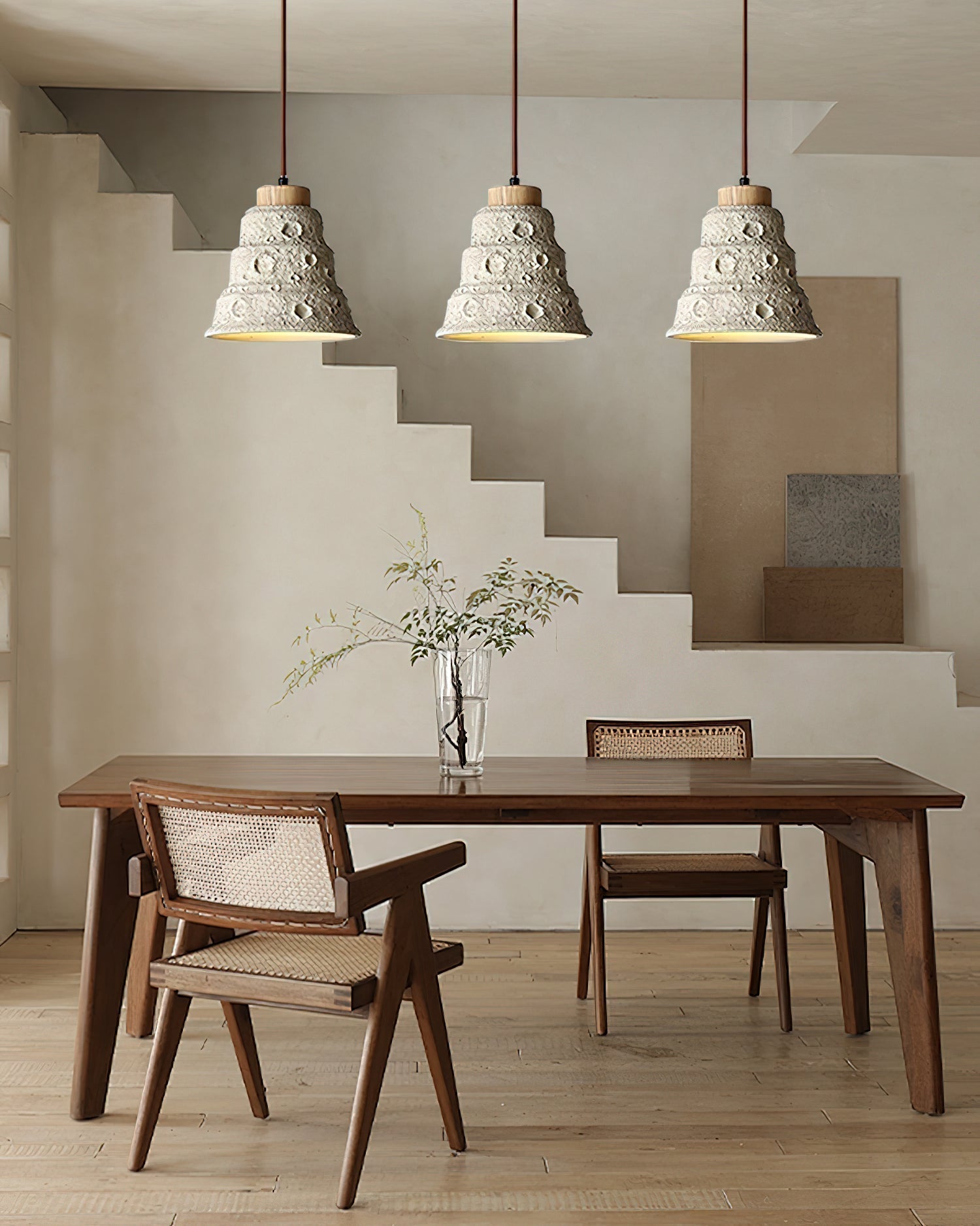 Ilphaeth Nordic Art Cloche Pierre Bois Pendentif Lumière - Neutralighting
