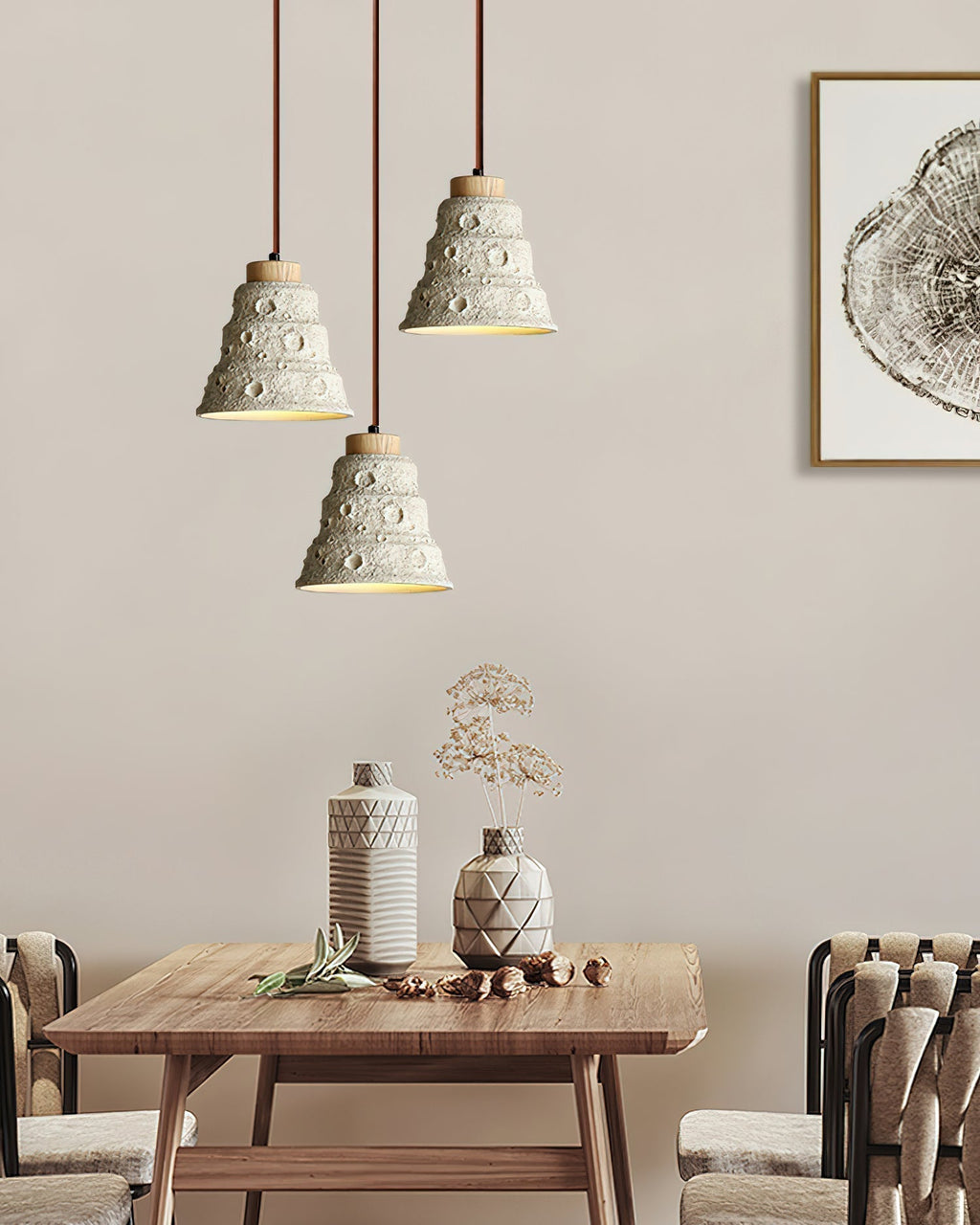 Ilphaeth Nordic Art Cloche Pierre Bois Pendentif Lumière - Neutralighting