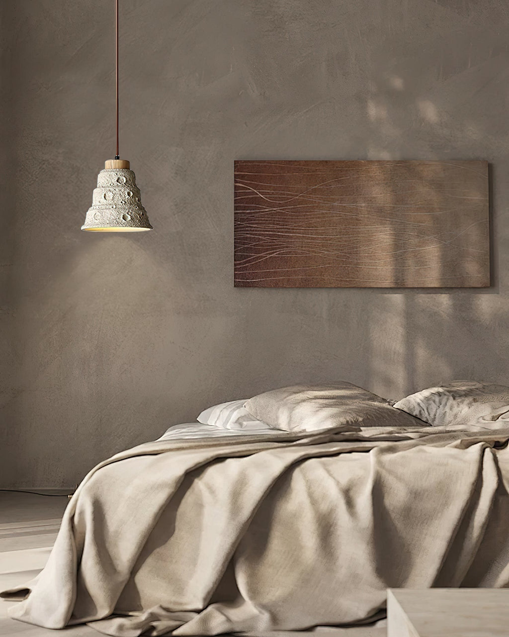 Ilphaeth Nordic Art Cloche Pierre Bois Pendentif Lumière - Neutralighting