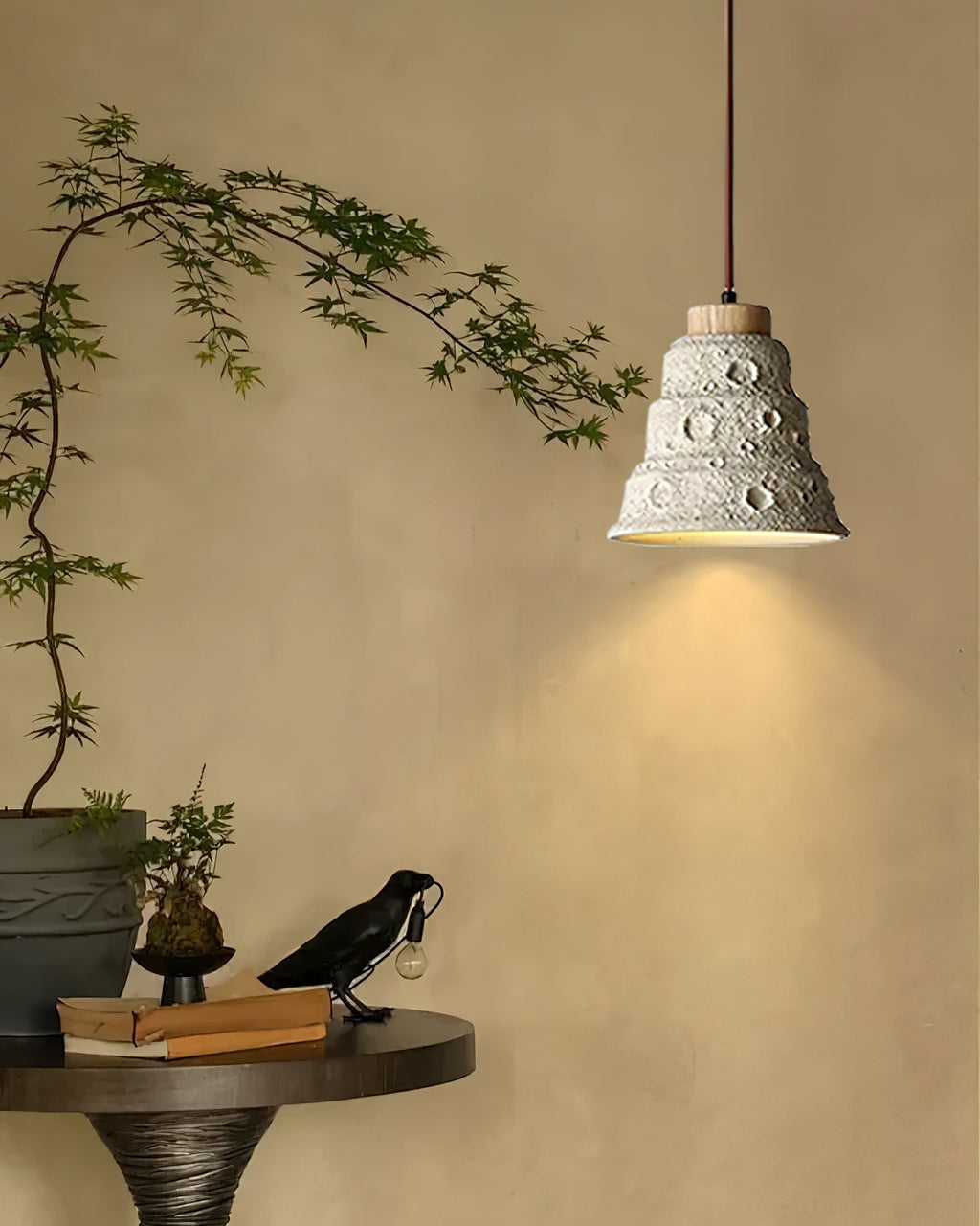 Ilphaeth Nordic Art Cloche Pierre Bois Pendentif Lumière - Neutralighting