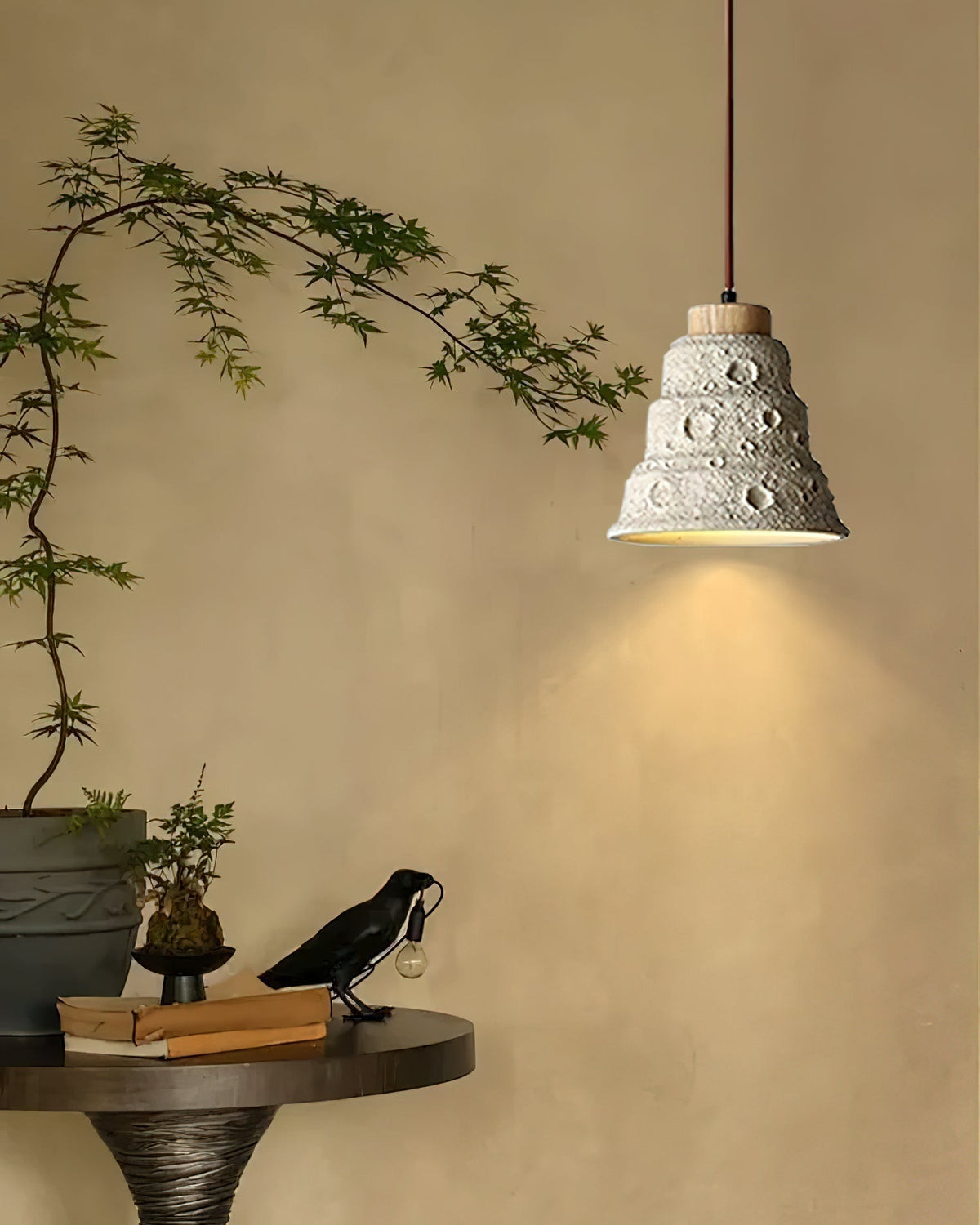 Ilphaeth Nordic Art Cloche Pierre Bois Pendentif Lumière - Neutralighting