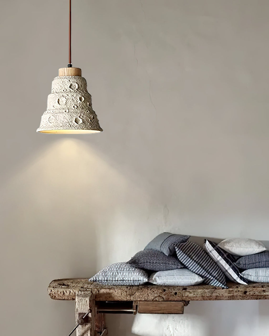 Ilphaeth Nordic Art Cloche Pierre Bois Pendentif Lumière - Neutralighting