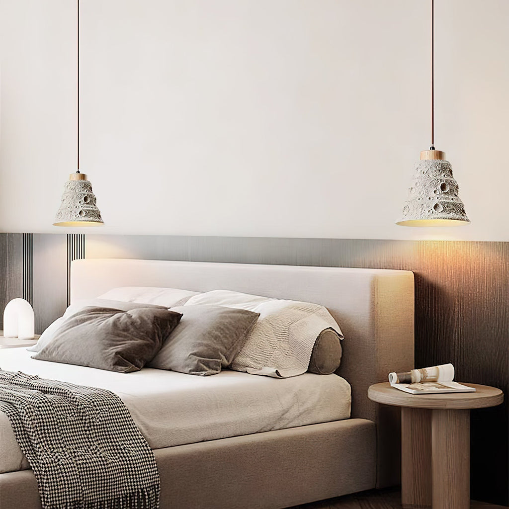 Ilphaeth Nordic Art Cloche Pierre Bois Pendentif Lumière - Neutralighting