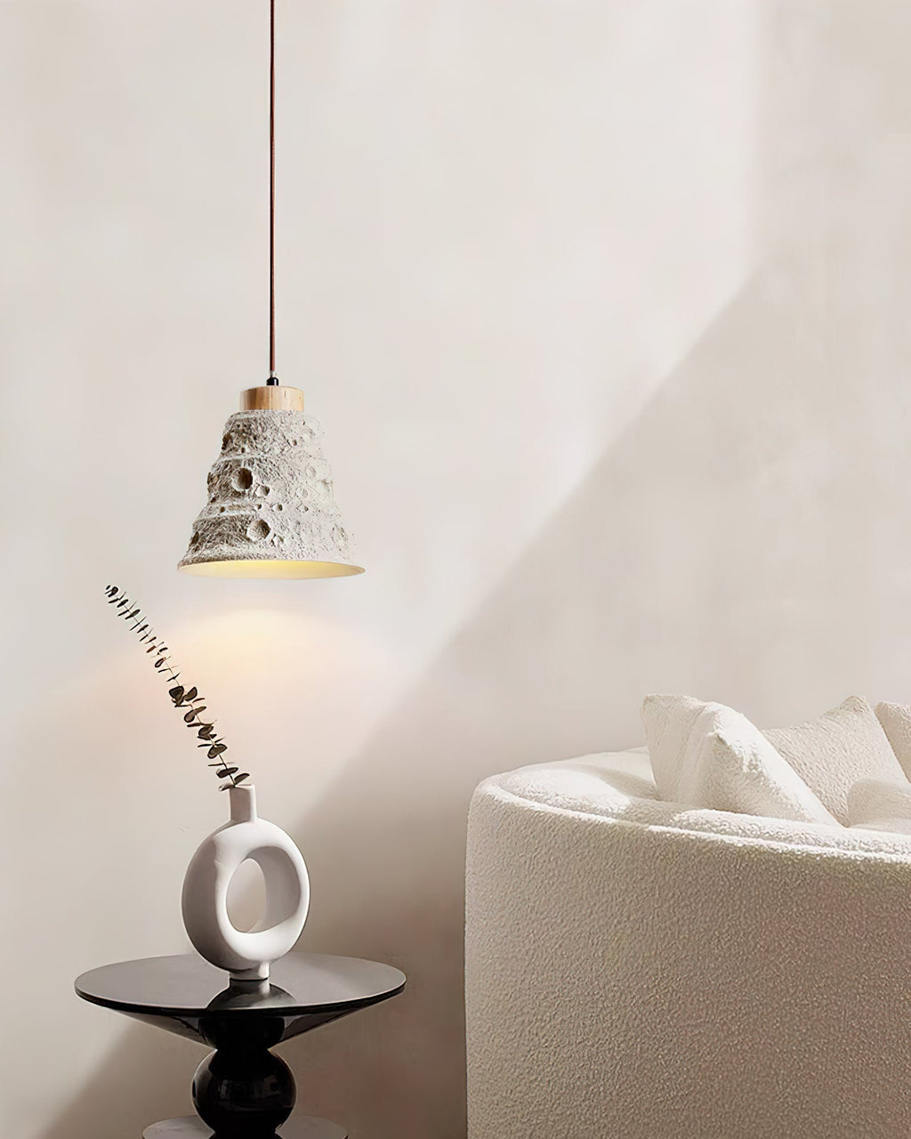 Ilphaeth Nordic Art Cloche Pierre Bois Pendentif Lumière - Neutralighting