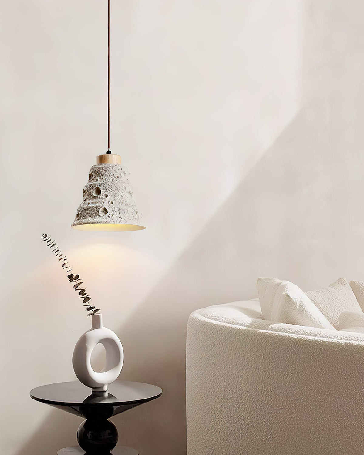Ilphaeth Nordic Art Cloche Pierre Bois Pendentif Lumière - Neutralighting