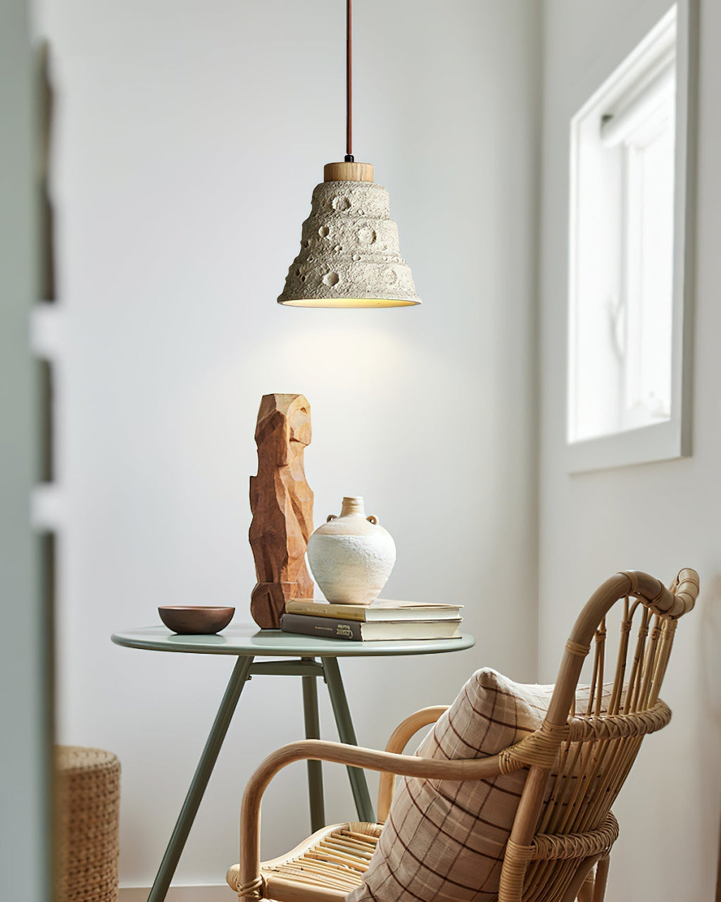 Ilphaeth Nordic Art Cloche Pierre Bois Pendentif Lumière - Neutralighting