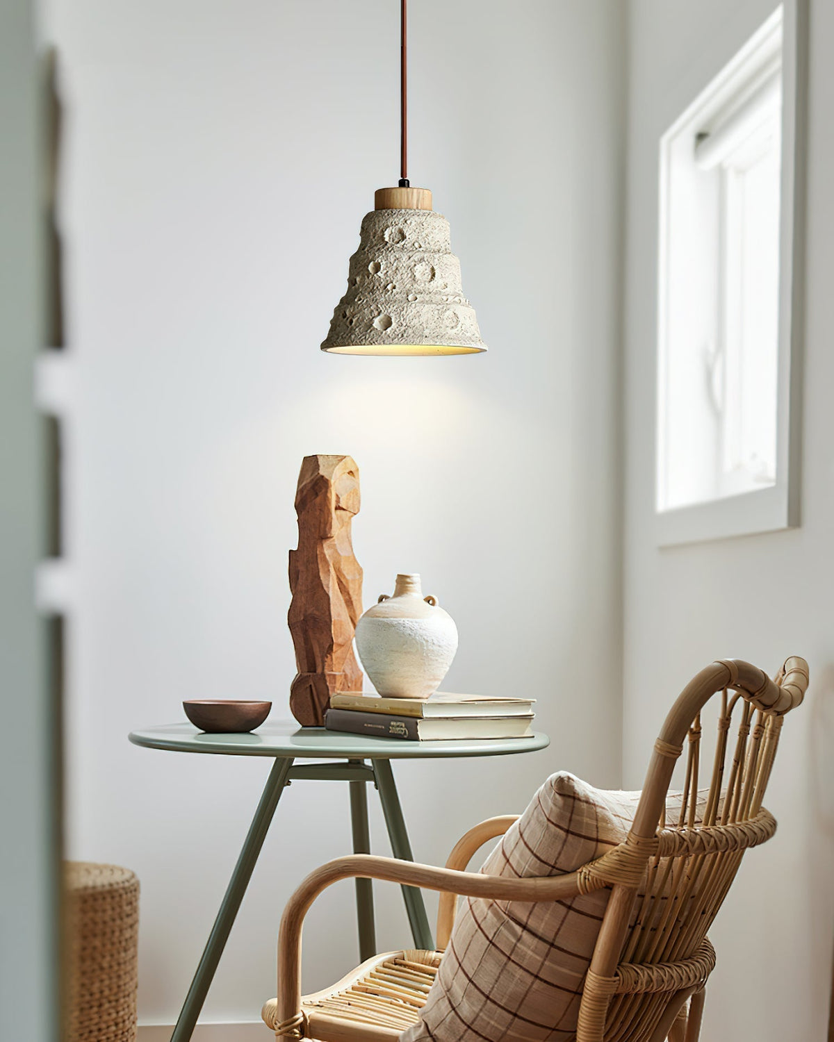 Ilphaeth Nordic Art Cloche Pierre Bois Pendentif Lumière - Neutralighting