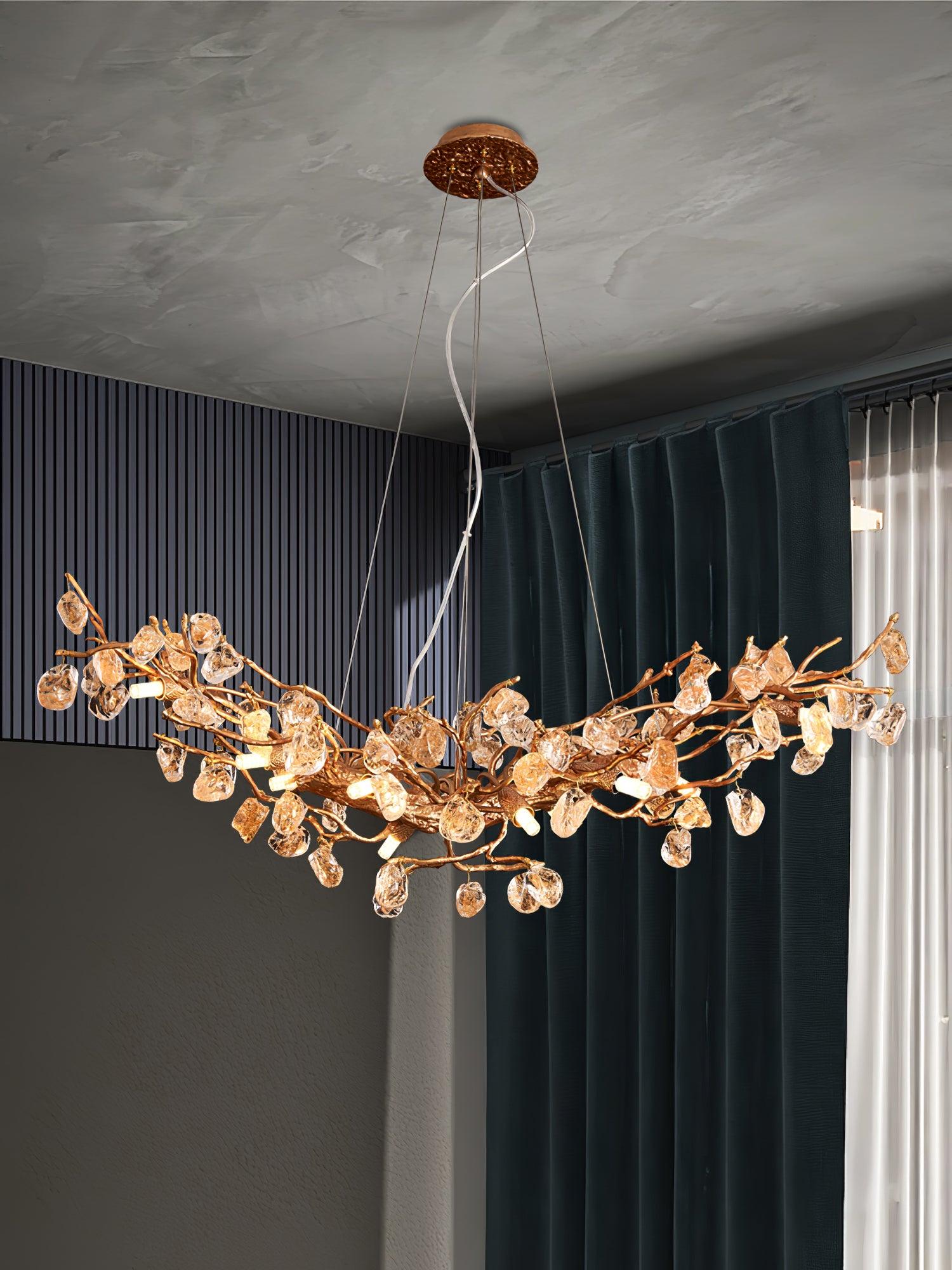 Arborea Chandelier en Laiton à Branches et Cristaux - Neutralighting