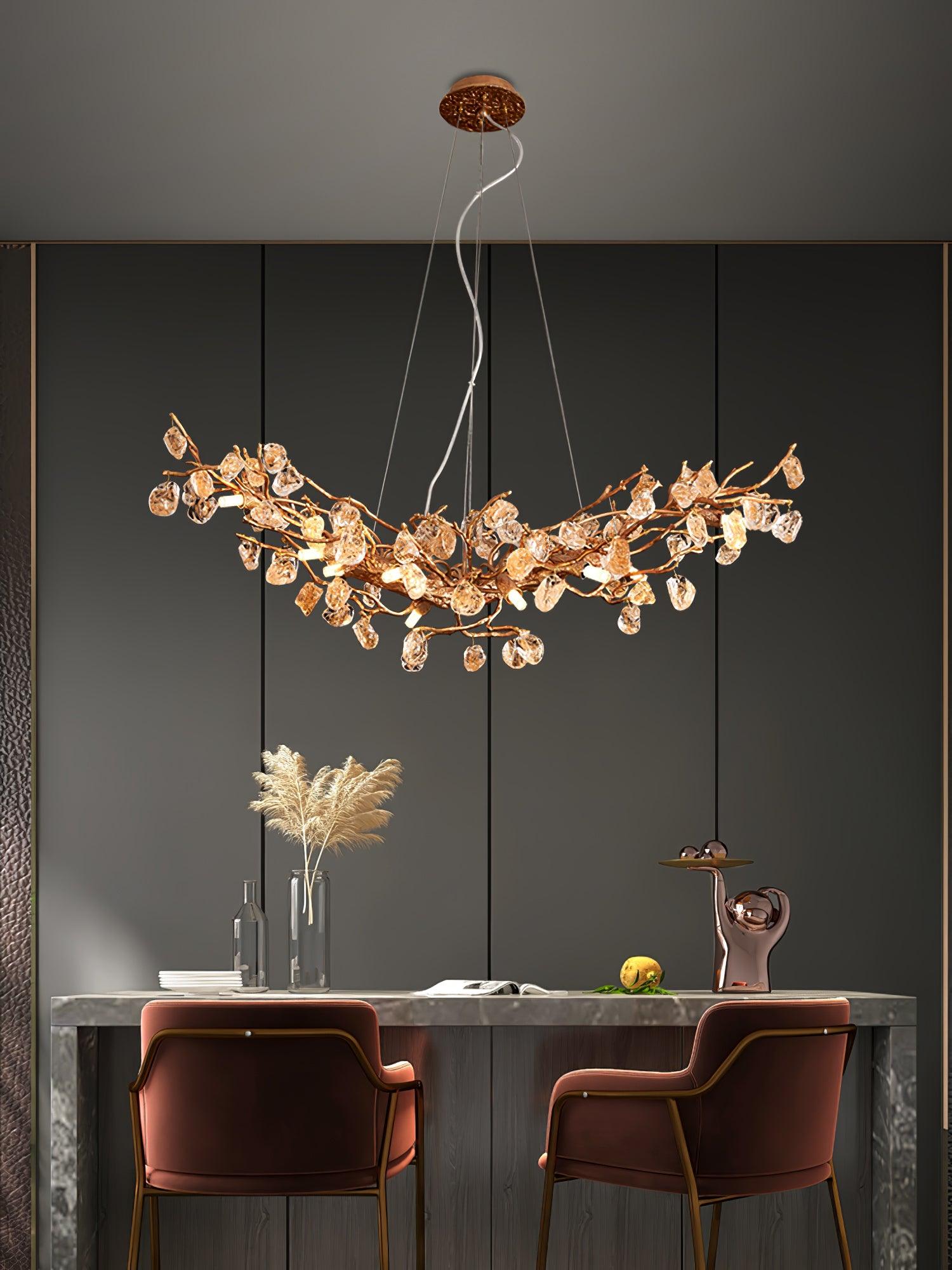 Arborea Chandelier en Laiton à Branches et Cristaux - Neutralighting