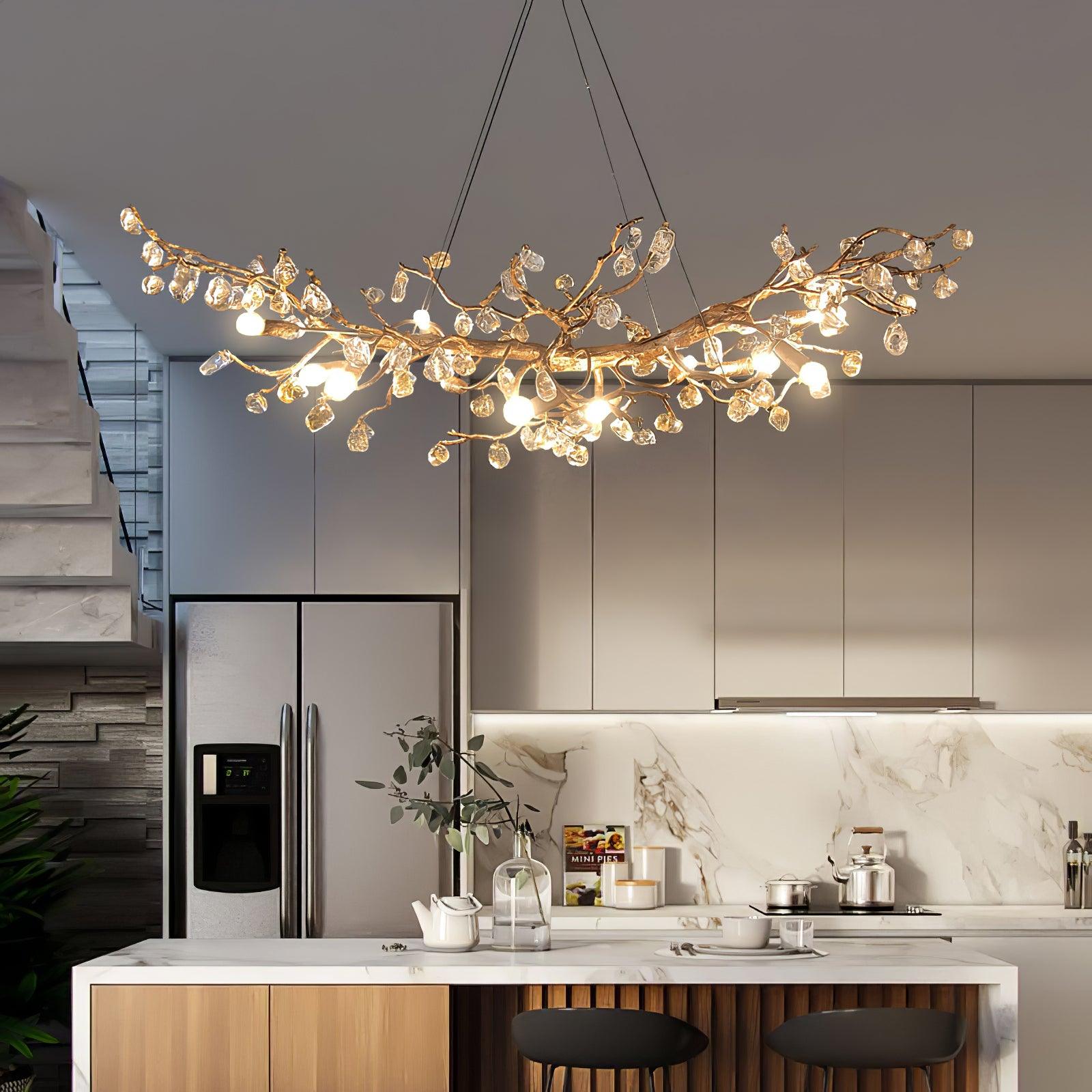 Arborea Chandelier en Laiton à Branches et Cristaux - Neutralighting