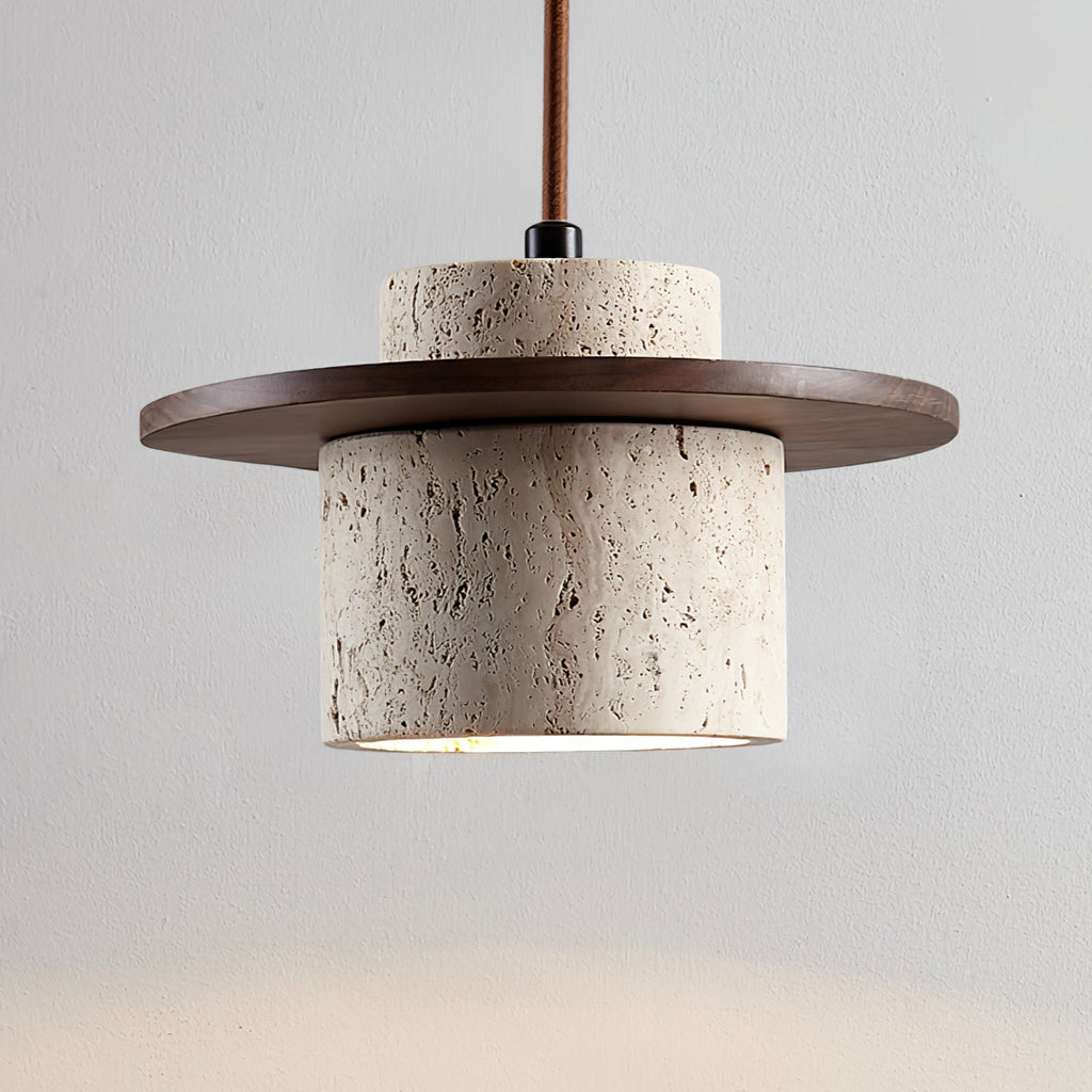Elvaria Suspension Cylindre Disque en Travertin - Neutralighting