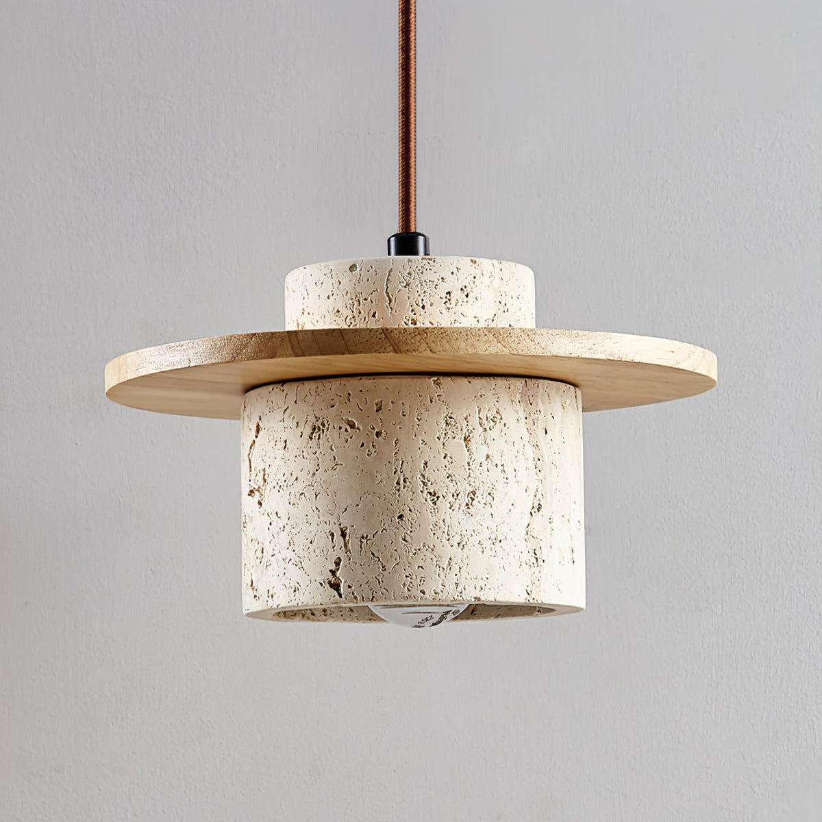 Elvaria Suspension Cylindre Disque en Travertin - Neutralighting